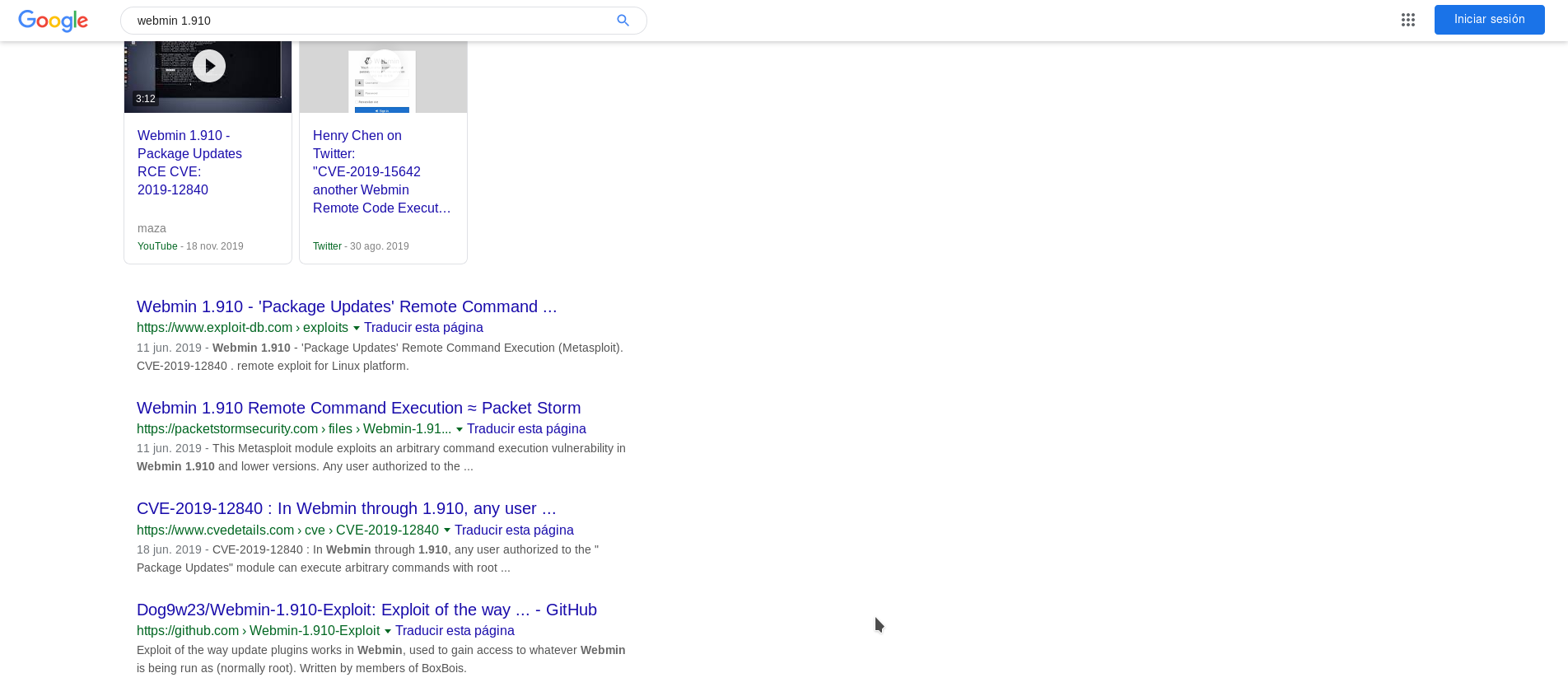 Search results for Webmin 1.910 in Google